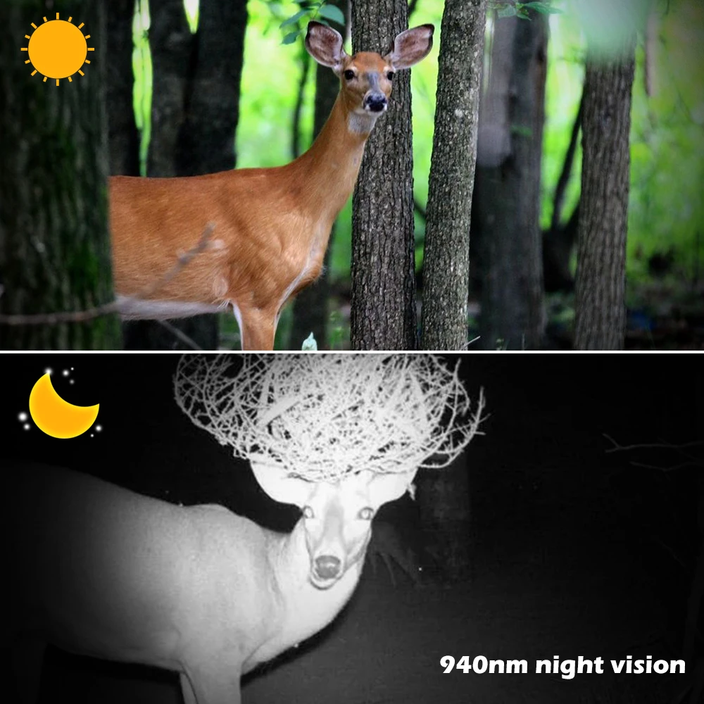 Poľovnícky Chodník Fotoaparát 12MPX 1080P PIR IČ Voľne žijúcich živočíchov Skautingu Cam Nepremokavé Monitorovanie Infračervené Teplo Snímanie Noc