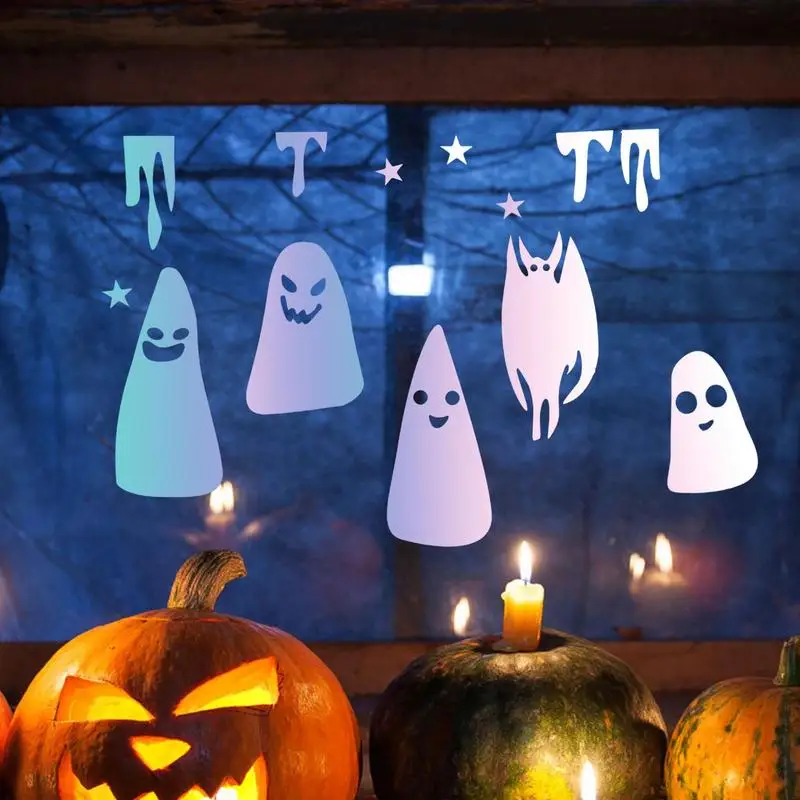 Halloween Statické Nálepky Strašidelné Obtlačky Pre Dom A Auto Roztomilý Ghost Obopína Sklenené Dvere Nálepky Na Okno, Stenu Halloween Dekorácie