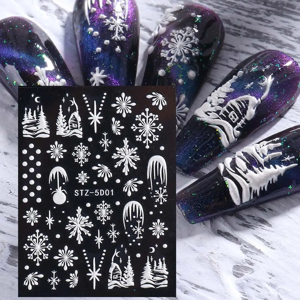 Úľavu snehové Vločky Plastický Vianočné Manikúra Dizajn 5D na Nechty, Nálepky DIY Nechtov Umenie Dekorácie na Nechty, Nálepky Umenie