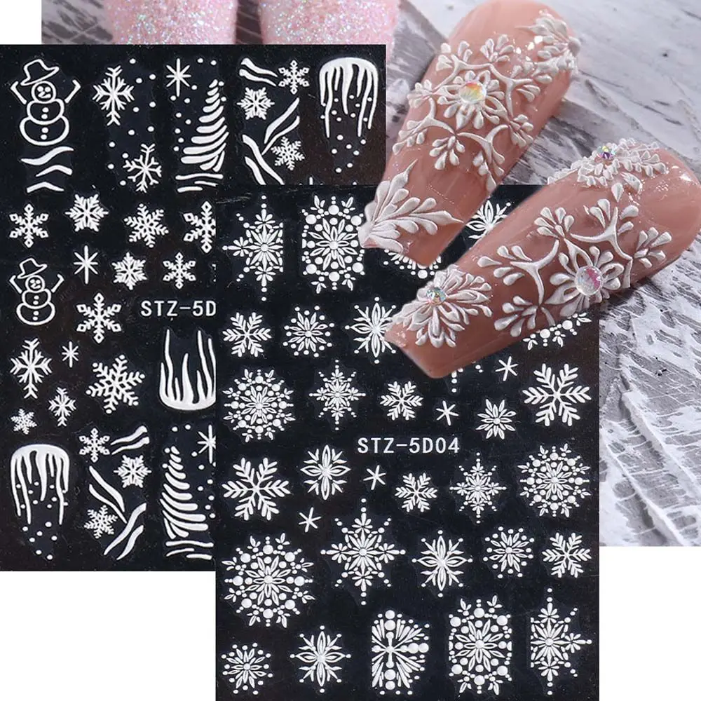 Úľavu snehové Vločky Plastický Vianočné Manikúra Dizajn 5D na Nechty, Nálepky DIY Nechtov Umenie Dekorácie na Nechty, Nálepky Umenie