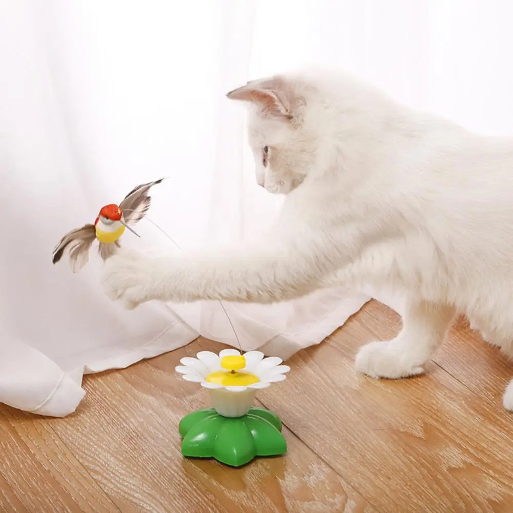 360-stupňové Otáčanie Interaktívnych Hračiek pre Mačky s Lietajúci Vták Bee Motýľ Kvet Základ chovateľské potreby pre Mačky, Mačiatka
