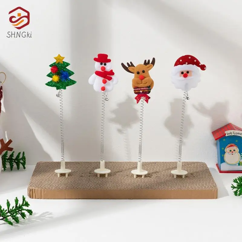 vianočné plyšové cat hračka roztomilý dráždiť mačka palice vianočné tému zvieratko, interaktívne palice cartoon santa claus vianočný strom oblečenie pre bábiku