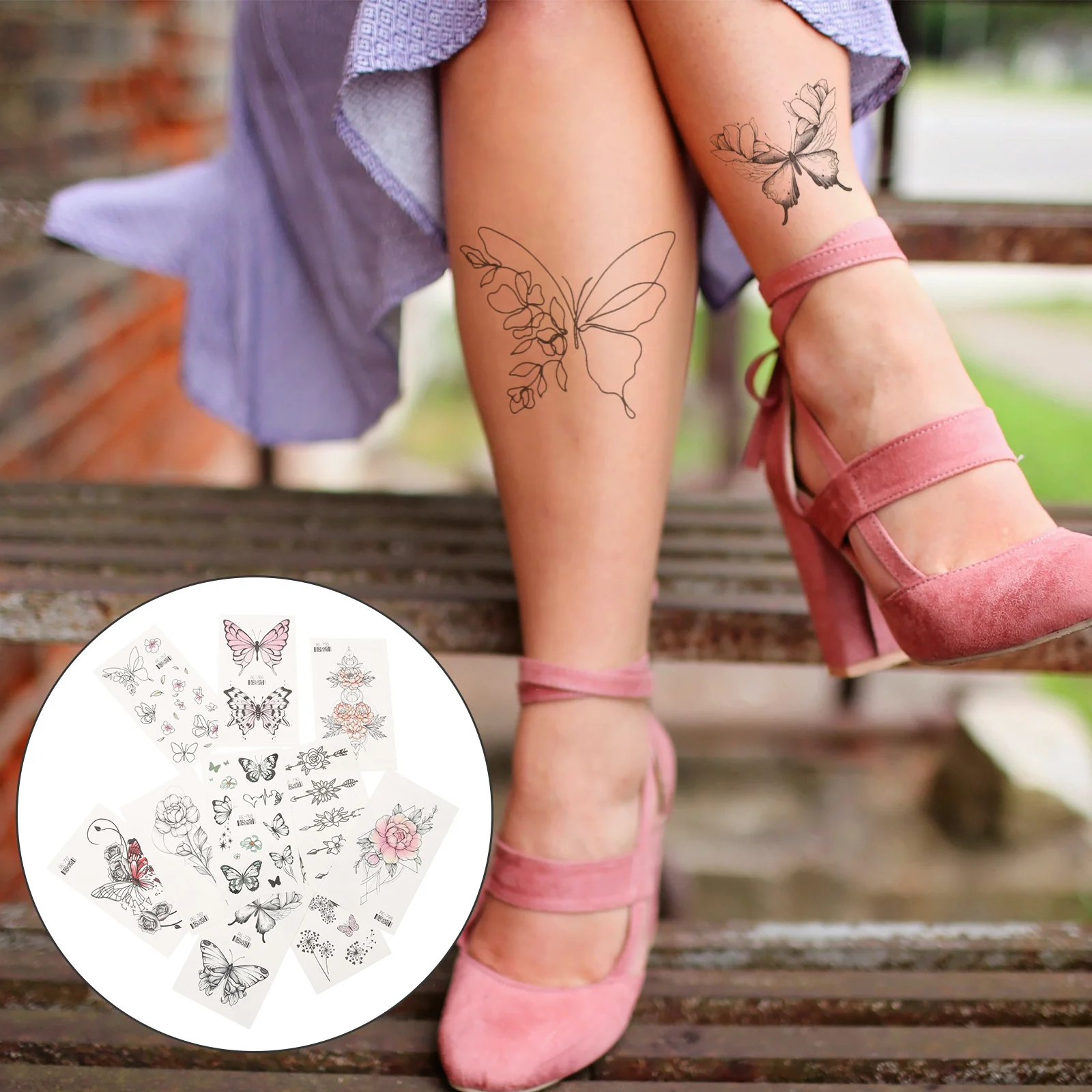 20 Listov Falošné Tetovanie Nálepky Dočasné Dievča Motýľ Malé Čerstvé Vintage Vlastné Dekoratívne