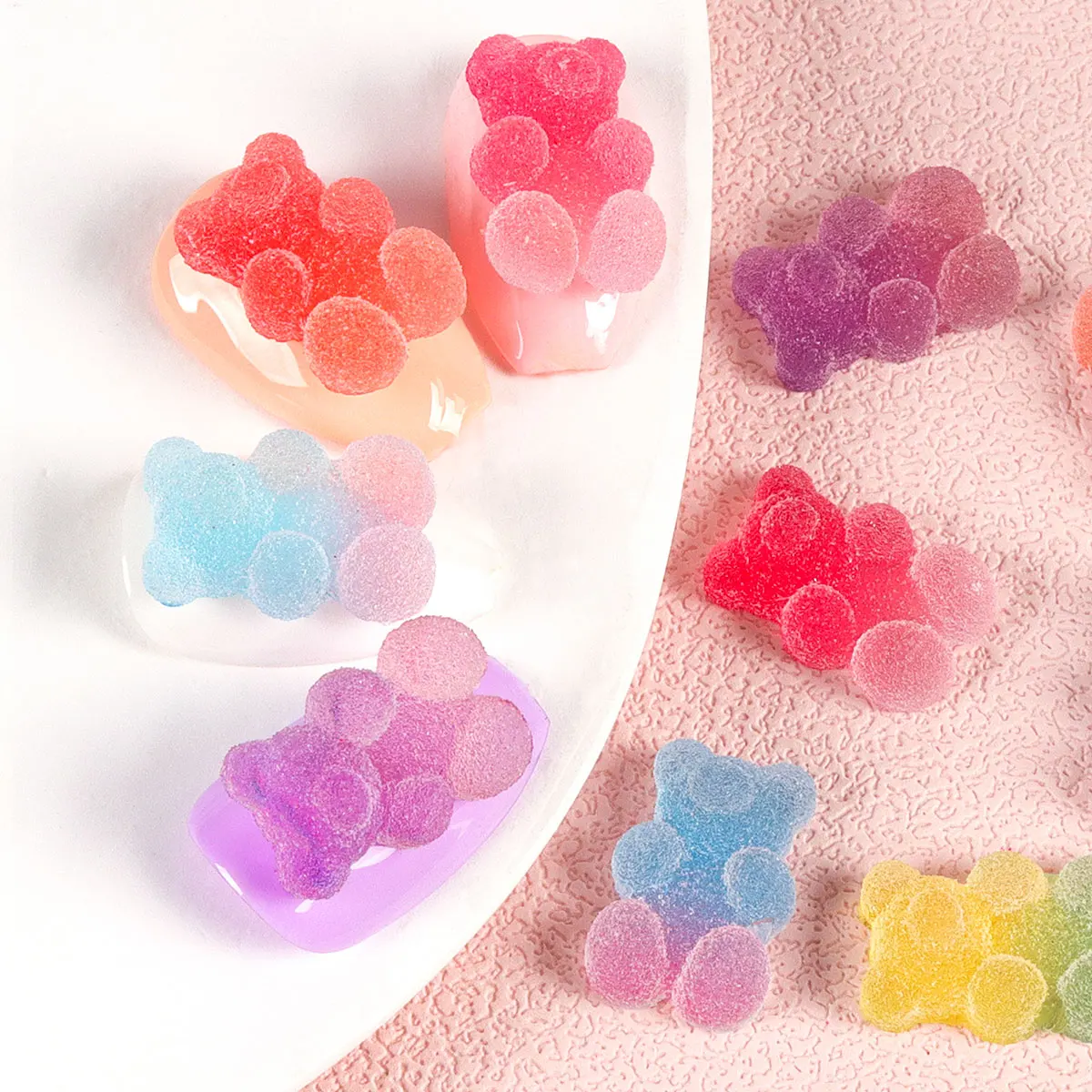 18Pcs 3D Jelly Gummy Bear Nail Art Charms Candy Medveď Kamienkami Dekorácie Manikúra Príslušenstvo DIY Nechtov Šperky Dodávky