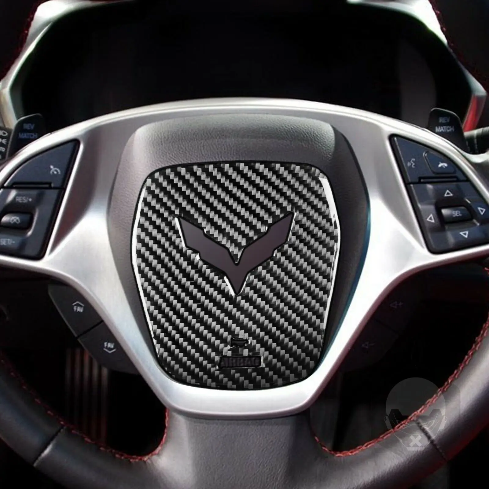 Carbon Fiber Volant Centrum Dekor Výbava Pre Chevrolet Bol Interiér C7 2014-19