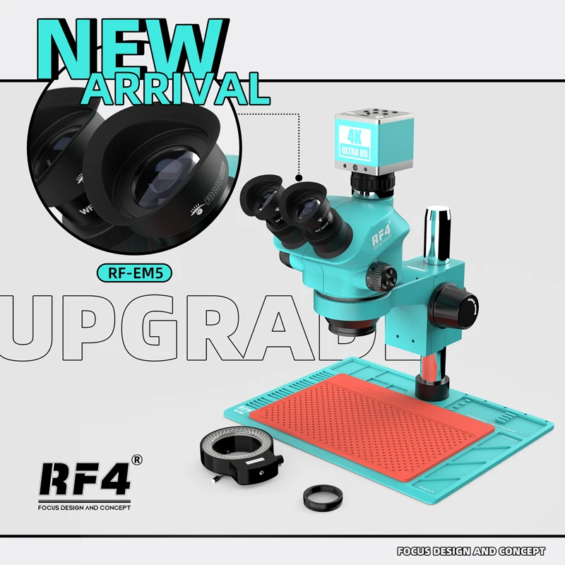 RF4 RF7050-PO4-4K Mikroskop s PO-4 Hliníkovej Zliatiny Mat a 4K Kamera 7-50X Kontinuálne Elektronické Zváranie Telefón Repair Tool