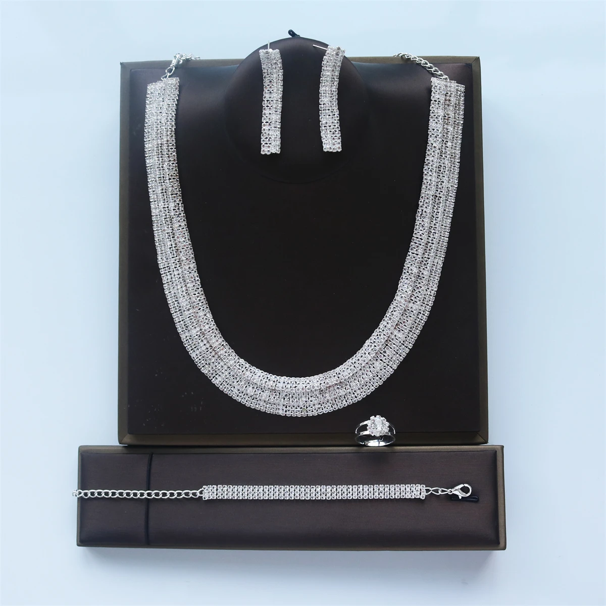 Barokový Crystal Fashion Svadobné Šperky Sady Drahokamu Náhrdelníky Náušnice, Náramok, Prstene pre Nevesta Svadobné Šperky Set Dubaj