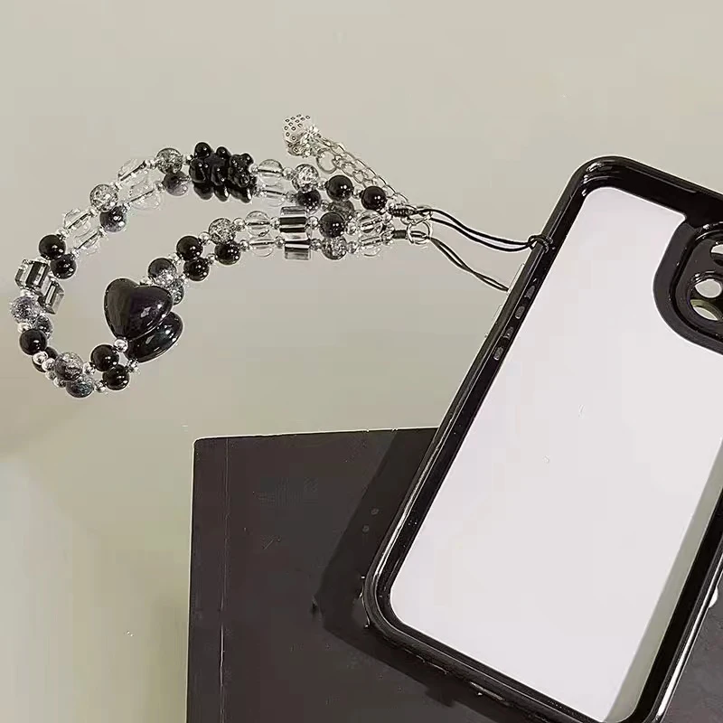Black Y2K 3D Medveď Srdce Telefón Reťazca Módny Prívesok Pre iPhone Samsung Univerzálne Príslušenstvo Roztomilý Telefón Visí Lano Pre Dievča Žid