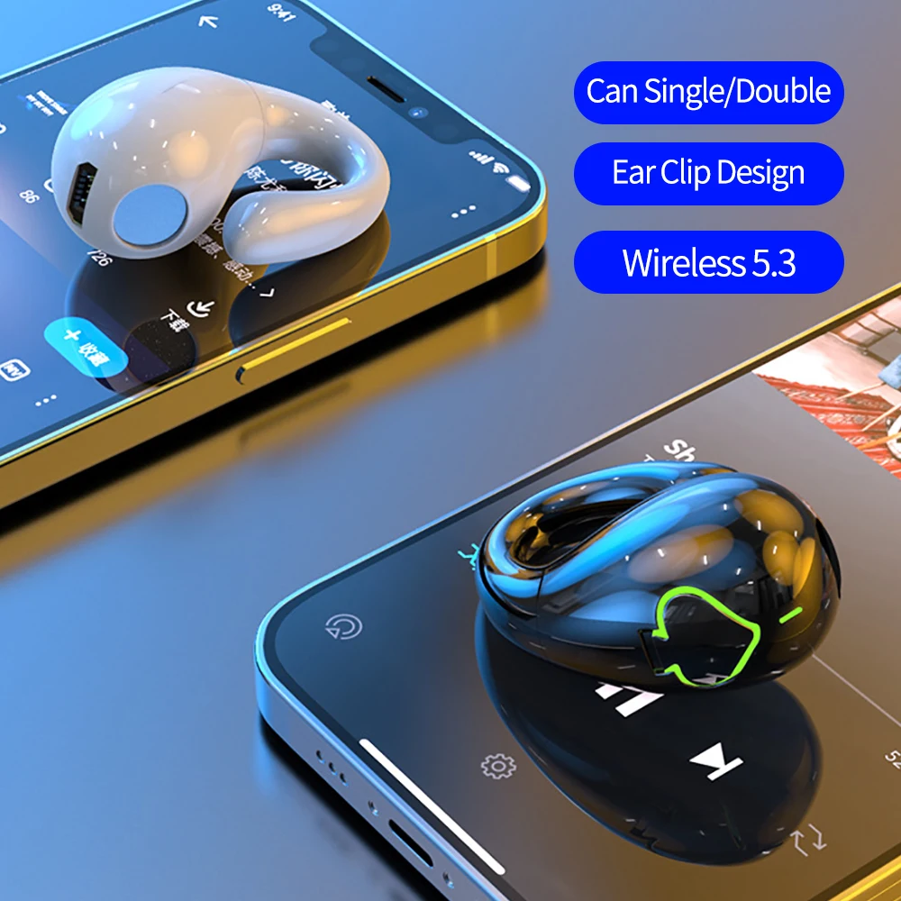 AX11 Jednom Uchu Klip Bezdrôtové Slúchadlá HIFI Stereo Športové Hry Headset IPX5 Nepremokavé 5.3 Bluetooth Slúchadlá fone de ouvido