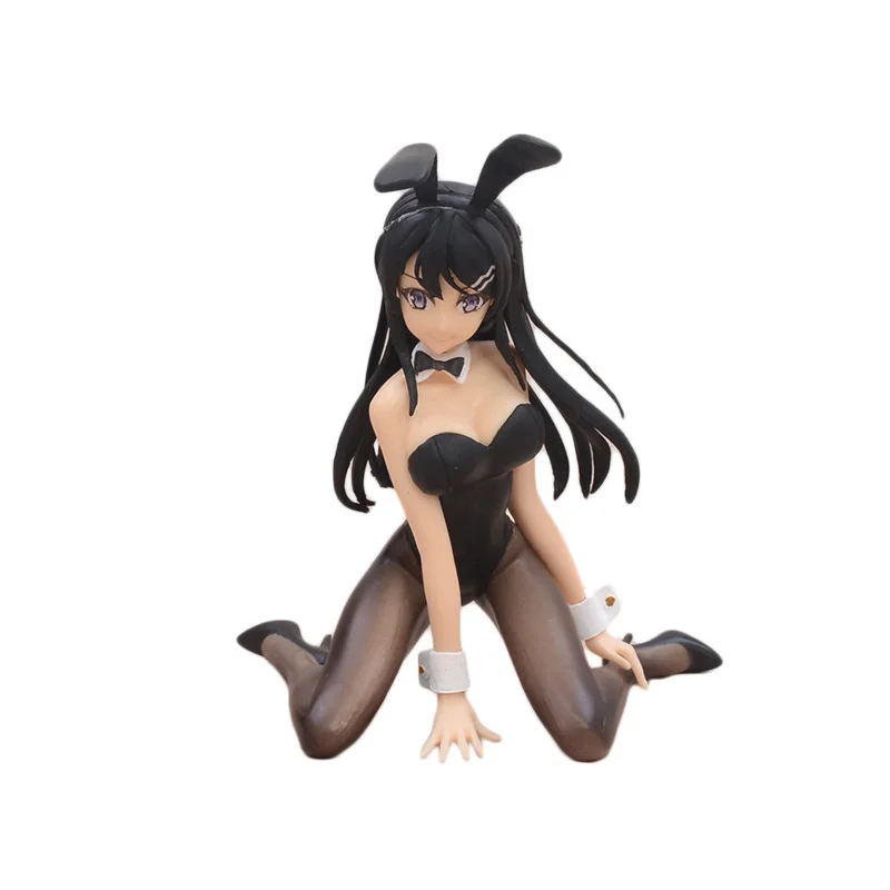 Japonsko Hot Anime Obrázok Mladé Prasiatko Série Sakurajima Mai Sexy Black Silk Bunny Dievča na Kolenách Postoj Bábika z PVC Kolekcie Darček