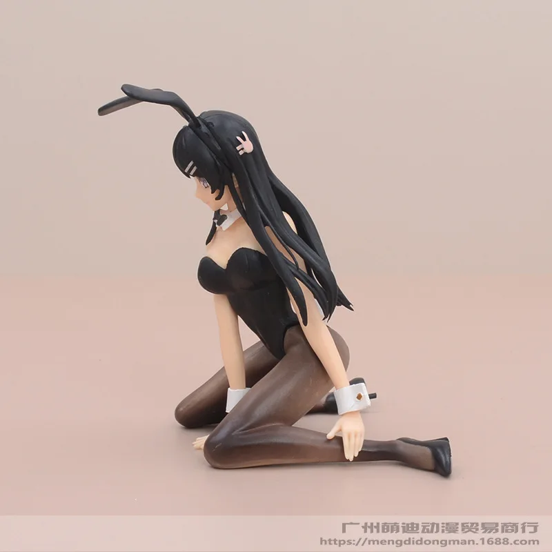 Japonsko Hot Anime Obrázok Mladé Prasiatko Série Sakurajima Mai Sexy Black Silk Bunny Dievča na Kolenách Postoj Bábika z PVC Kolekcie Darček