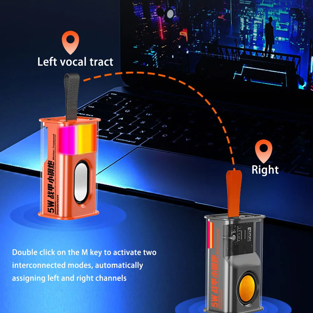 Bezdrôtový Reproduktor Transparentné Stereo Hudobný Prehrávač S LED Okolitého Svetla, Hands-free Hovoru Zvuk Camping Domov