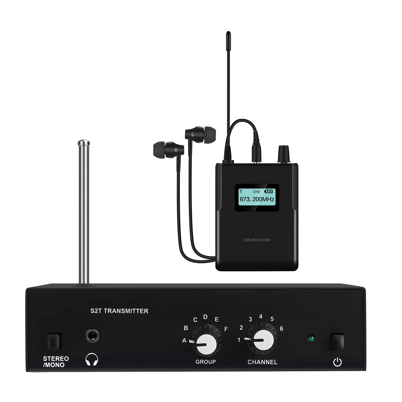 ANLEON S2T Bezdrôtový Ear Monitor Systému 526-535Mhz Bezdrôtový Monitor Vysielač Prijímač s Slúchadlo 100‑240V