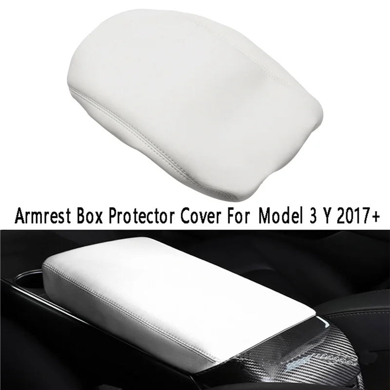 Lakťová opierka Box Chránič Kryt stredovej Konzoly Opierkou obal PU Úložný Box Veko pre Tesla Model 3 Y 2017+ Biela