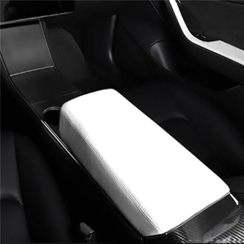 Lakťová opierka Box Chránič Kryt stredovej Konzoly Opierkou obal PU Úložný Box Veko pre Tesla Model 3 Y 2017+ Biela