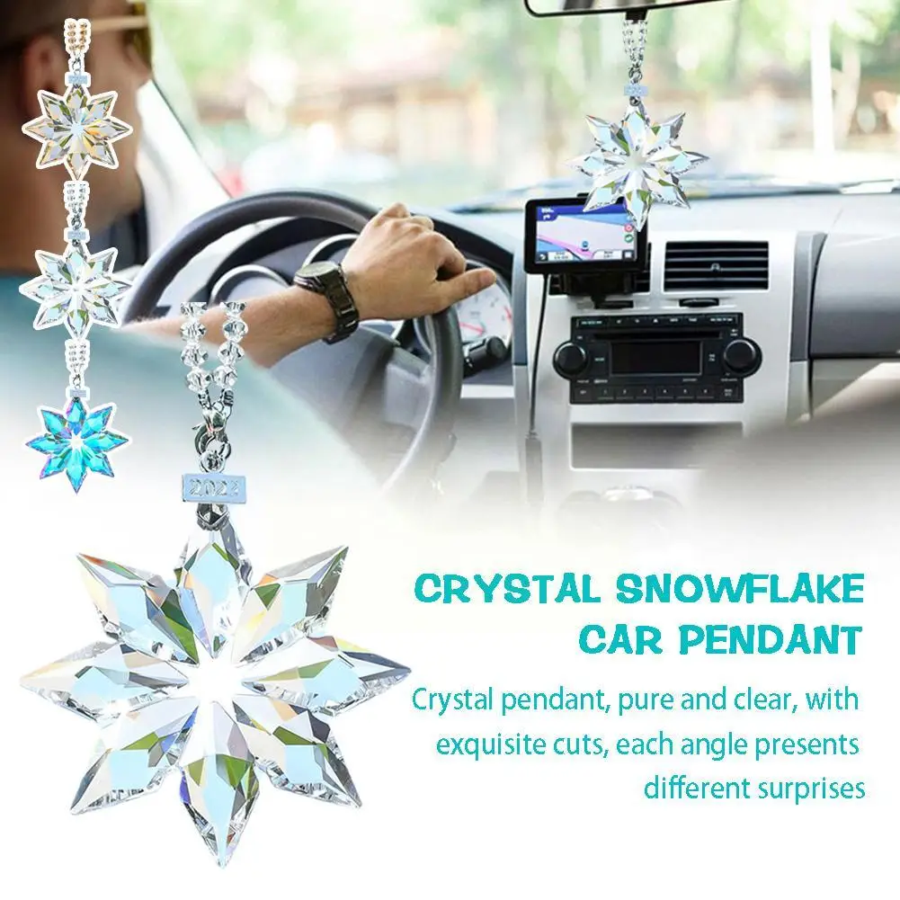 3.15 Palcový Crystal Snowflake Auto Prívesok Spätné Zrkadlo Ozdoby Interiéru 3 Osemhranné Catcher Závesné Dekorácie Auto Colo Q6F3