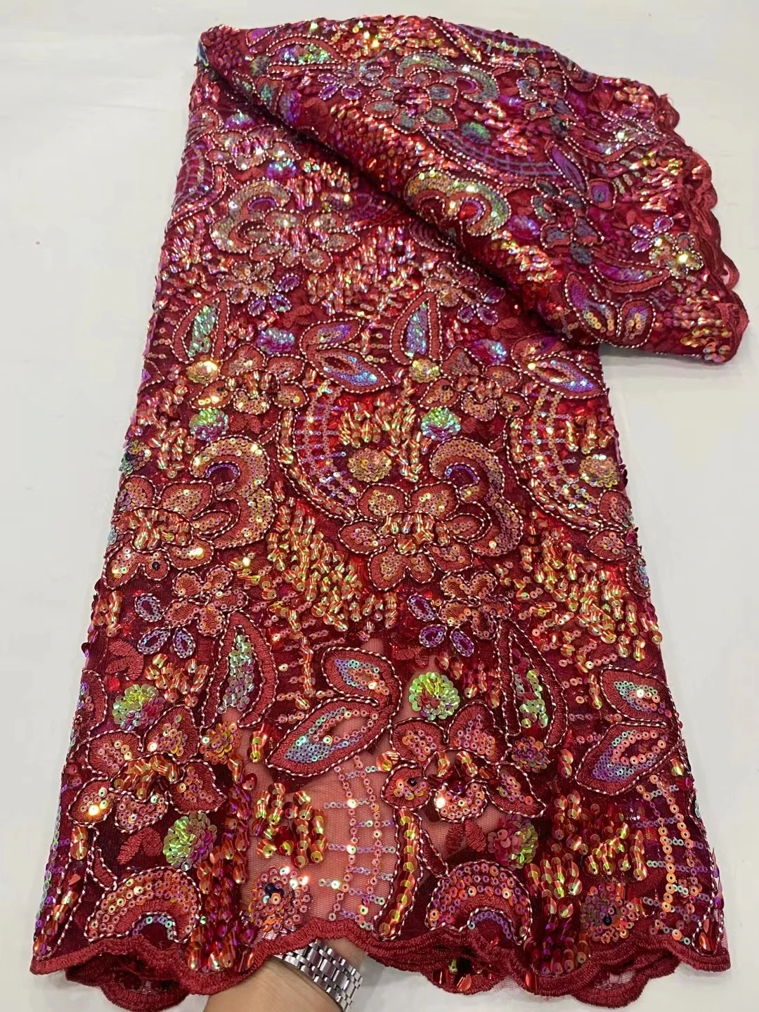 Africké Čipky Textílie 2023 Vysoká Kvalita Nové Nigéria Sequin Oka Svadobné Party Šaty Šijací Materiál, Francúzsky Vyšívaný Tyl Net