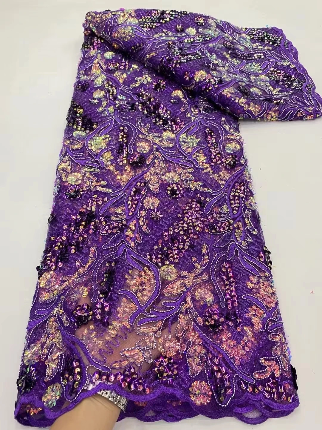 Africké Čipky Textílie 2023 Vysoká Kvalita Nové Nigéria Sequin Oka Svadobné Party Šaty Šijací Materiál, Francúzsky Vyšívaný Tyl Net