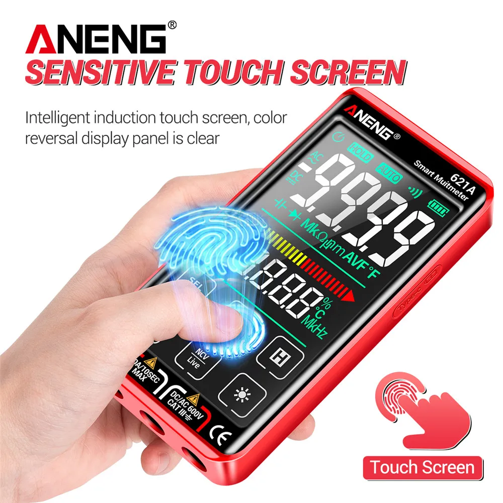ANENG 621A 9999 Počíta Auto Rad Full-screen Dotknite sa položky Smart Digitálny Multimeter Nabíjateľná DC/AC Napätie Prúd Tester Meter
